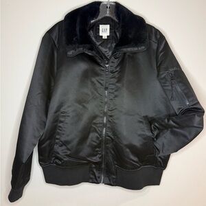 GAP Women's Black Satin Bomber Jacket
